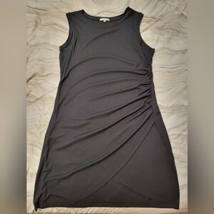 Z supply- Grey charcoal ribbed rouched tulip hem tank dress